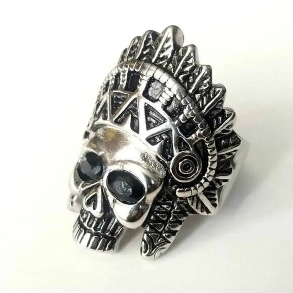New stainless steel‎ skull biker ring size 13